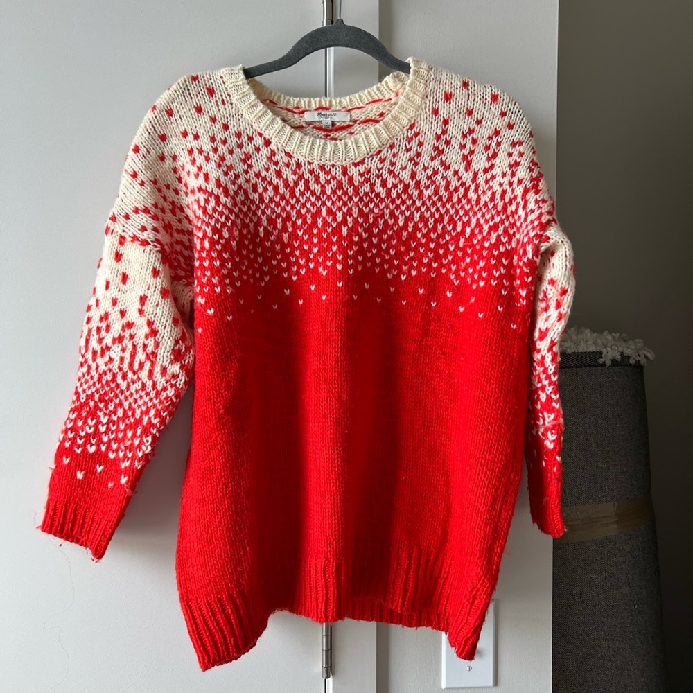 Madewell cherry red heart sweater